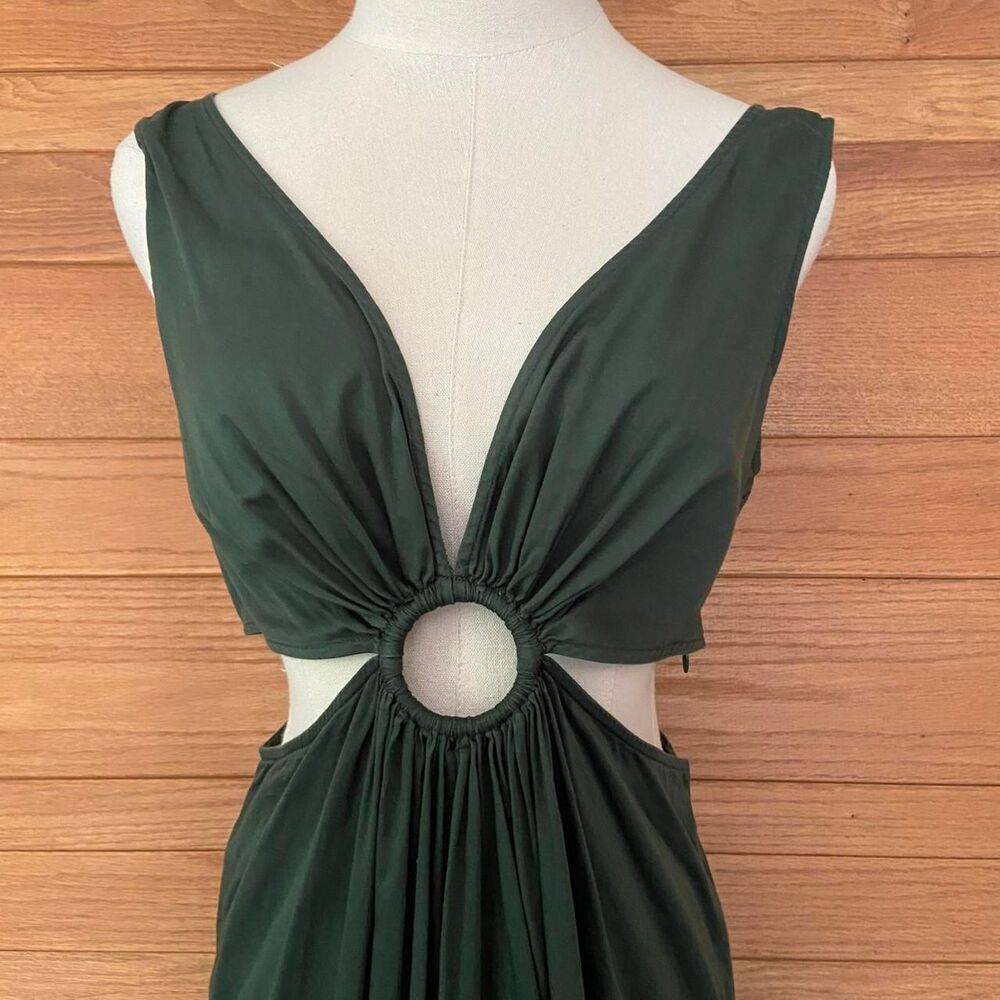 Anthropologie Geisha Designs green blue colorblock cutout maxi dress - Picture 3 of 9